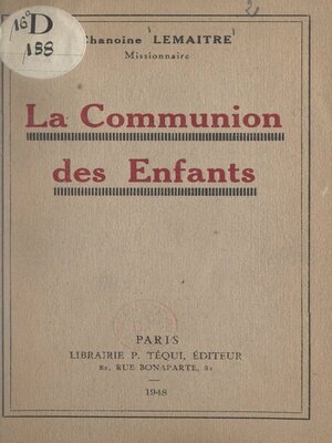 cover image of La Communion des enfants